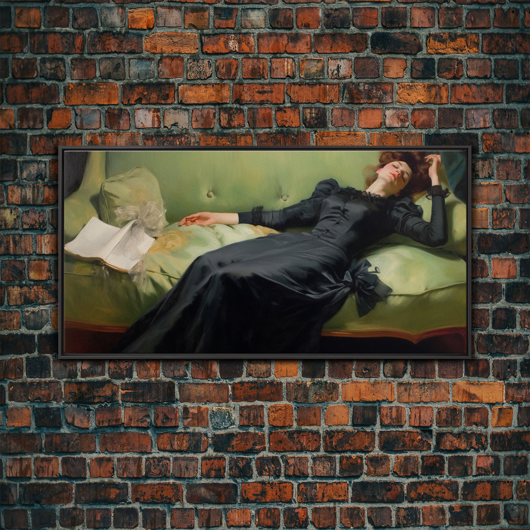 One Of Those Days, Conked Out On The Couch, Decadent Young Woman, Gilded Age Inspired Victorian Female Figure Wall Art