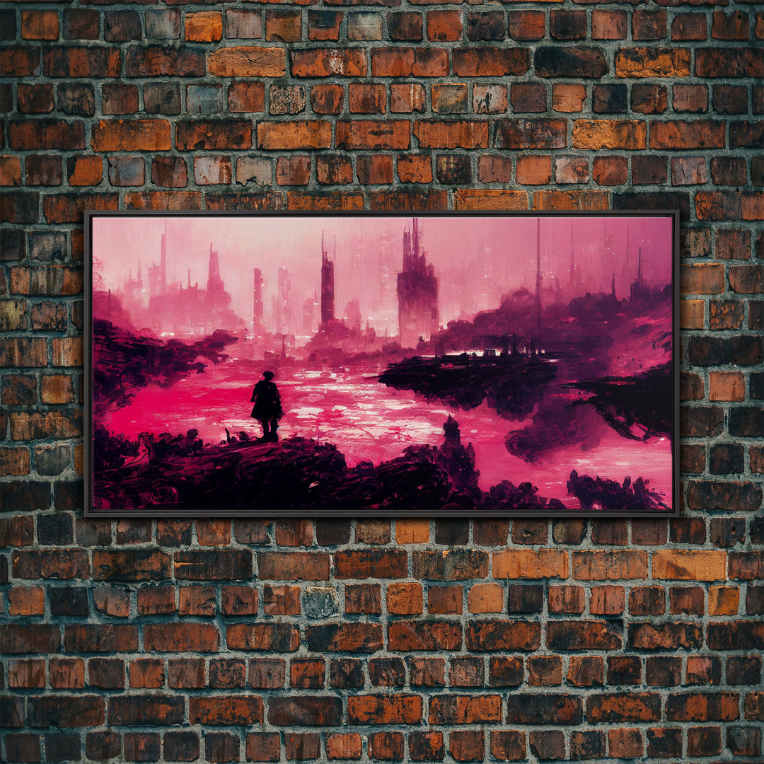 Surreal Dystopian Cyberpunk Art, ready to hang canvas print, framed art