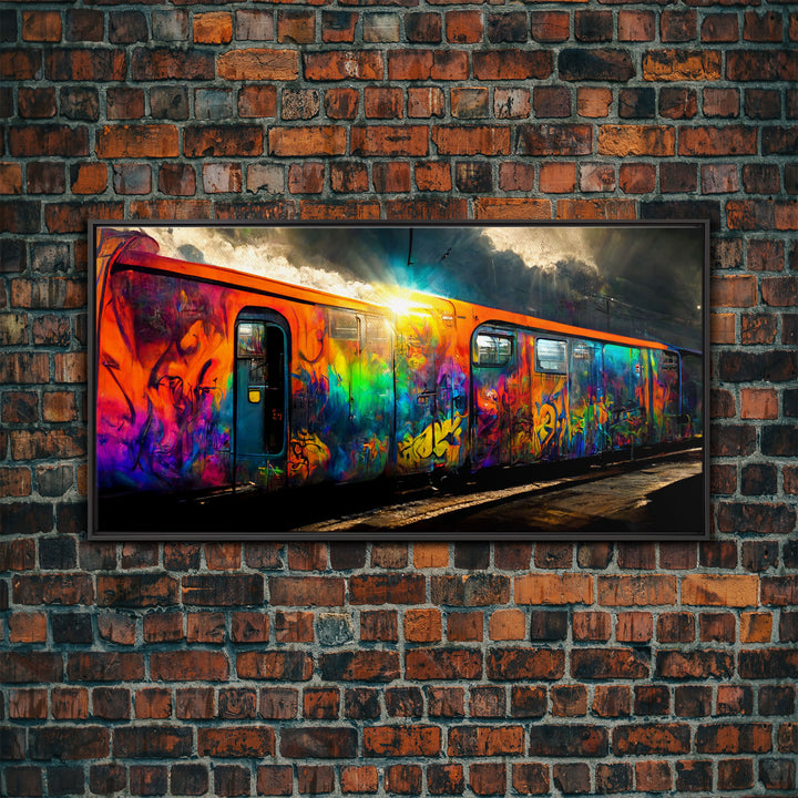 Train car graffiti wall decor, train box car, ready to hang canvas print wall art, graffiti art