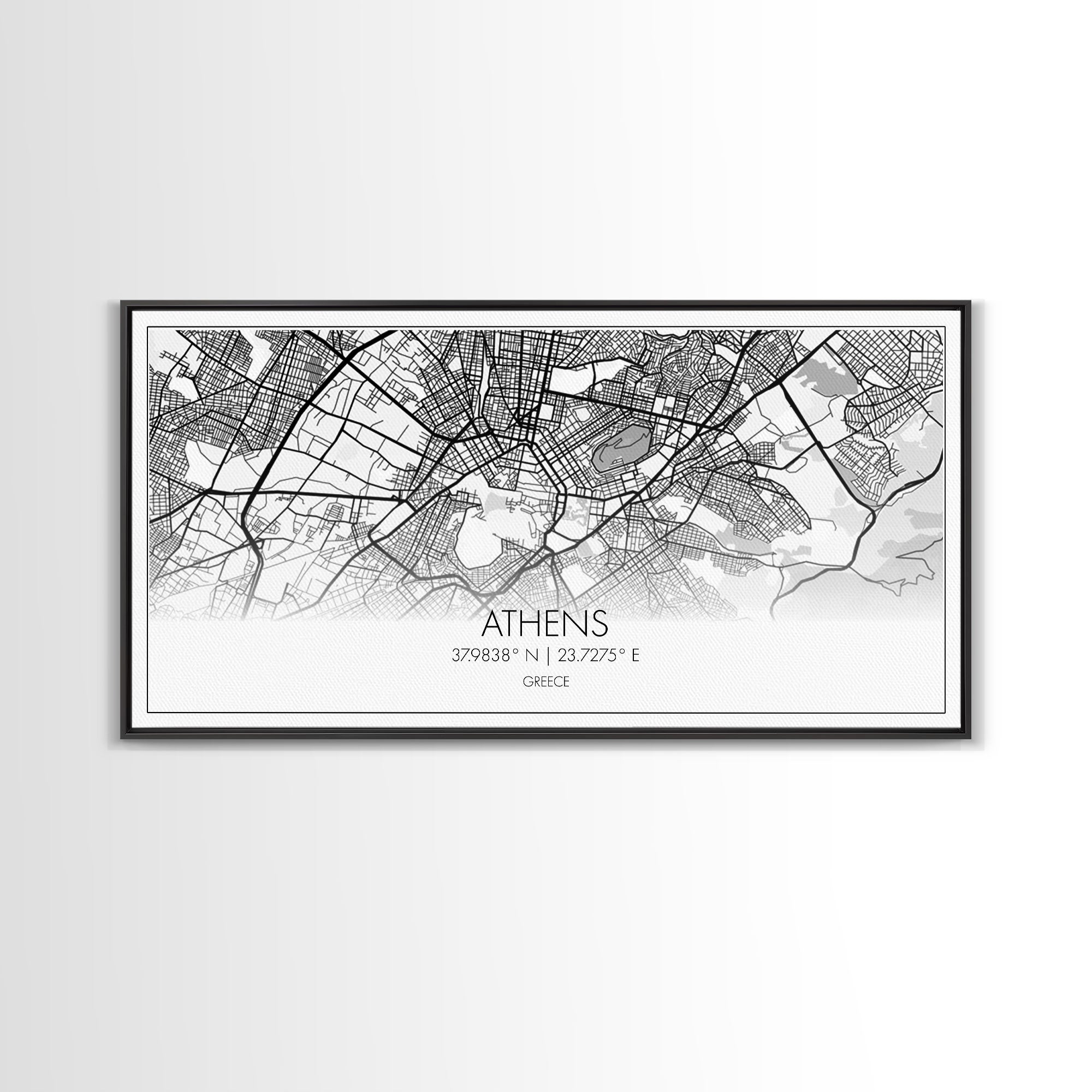 Athens Street Map, Greece Map, Map Print, Modern Art, Wall Art, Canvas Print, Preppy Room Décor, Coffee Bar Décor, Graduation Gifts, Office