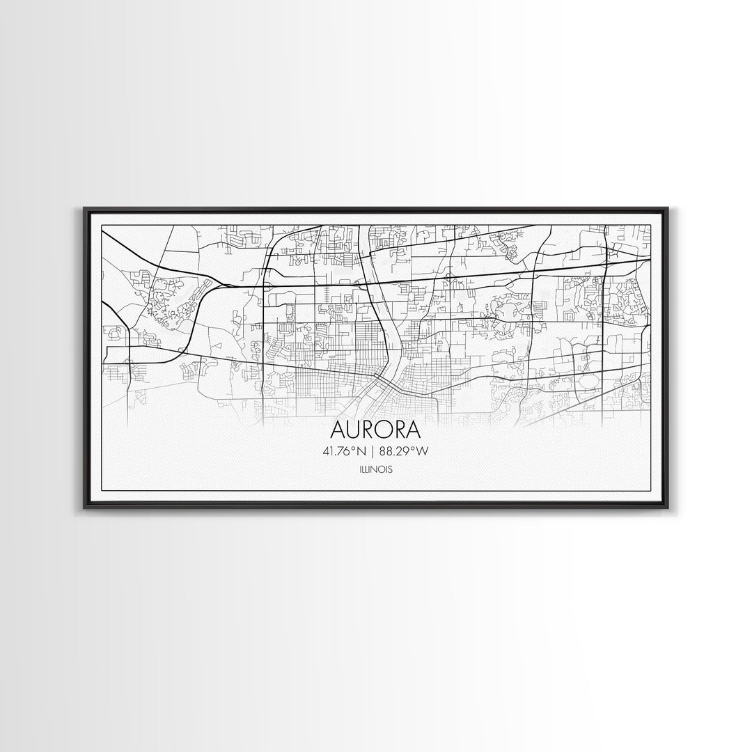 Aurora Street Map, Illinois Map, Map Print, Modern Art, Wall Art, Canvas Print, Room Décor For Teens, Cool Wall Art, Fun Gift, Classroom Art