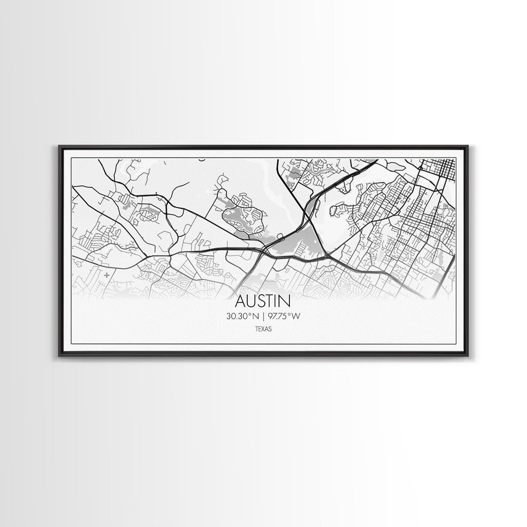 Austin Street Map, Texas Map, Map Print, Modern Art, Wall Art, Canvas Print, Teen Girl Room Décor, Gift For Coworker, Bookshelf Décor