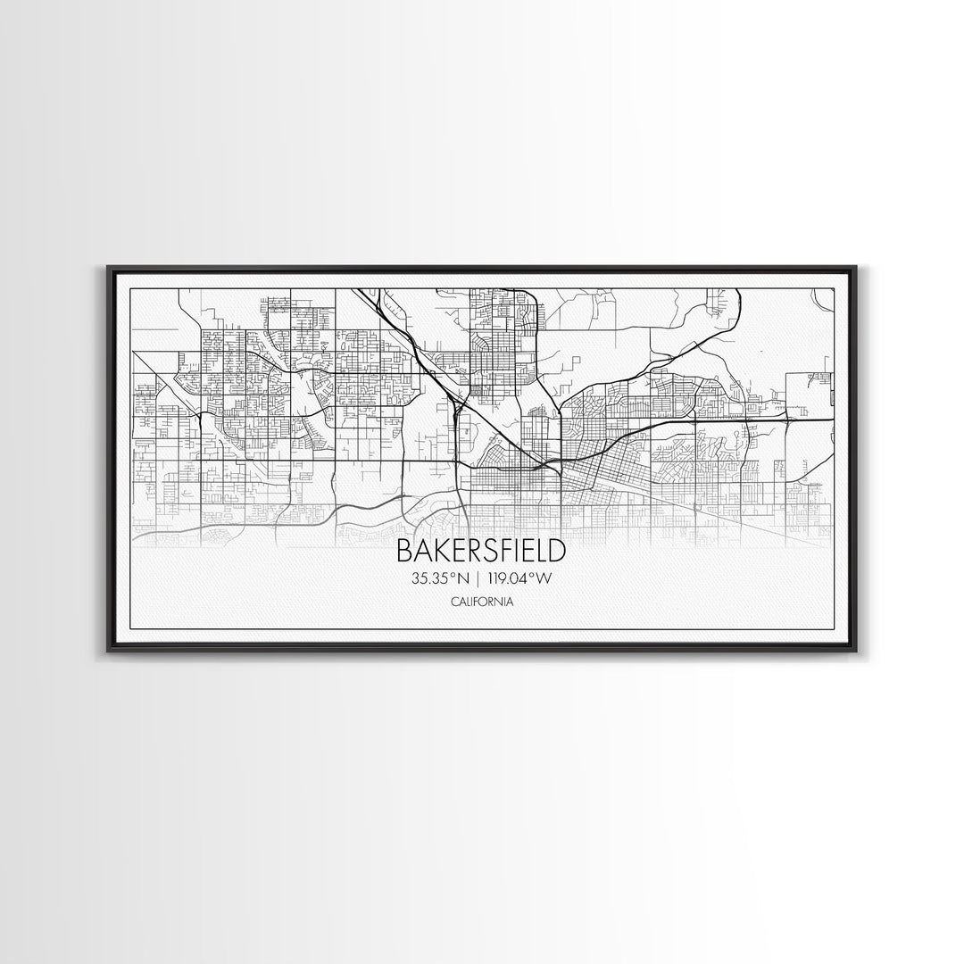 Bakersfield Street Map, California Map, Map Print, Modern Art, Wall Art, Canvas Print, Cabin Décor, Gift For Home, Unique Wall Art, Room Art