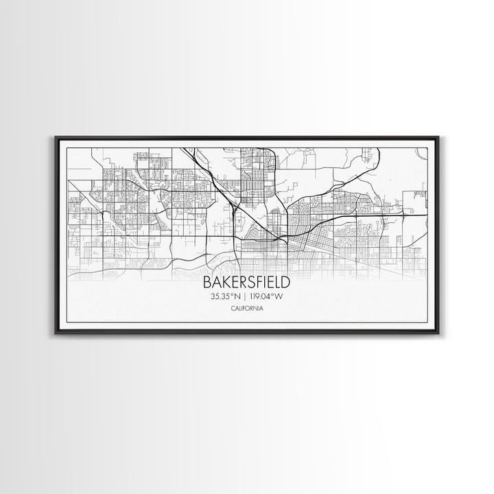 Bakersfield Street Map, California Map, Map Print, Modern Art, Wall Art, Canvas Print, Cabin Décor, Gift For Home, Unique Wall Art, Room Art