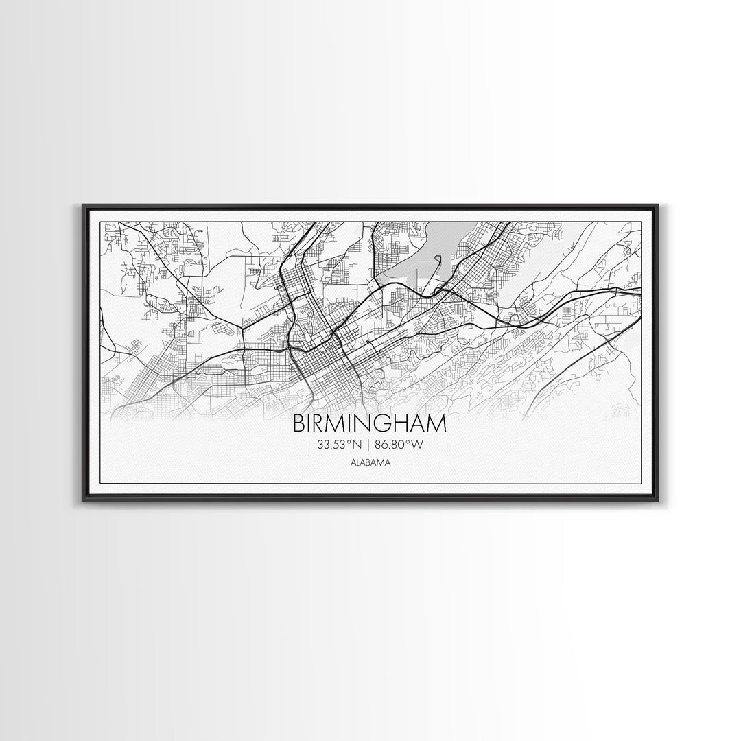 Birmingham Street Map, Alabama Map, Map Print, Modern Art, Wall Art, Canvas Print, Hometown Gifts, Entryway Décor, Farmhouse Wall Art