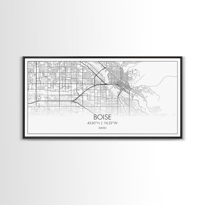 Boise Street Map, Idaho Map, Map Print, Modern Art, Wall Art, Canvas Art, Friendship Gift, Minimalist Décor, Bar Cart Décor, Rustic Home Art