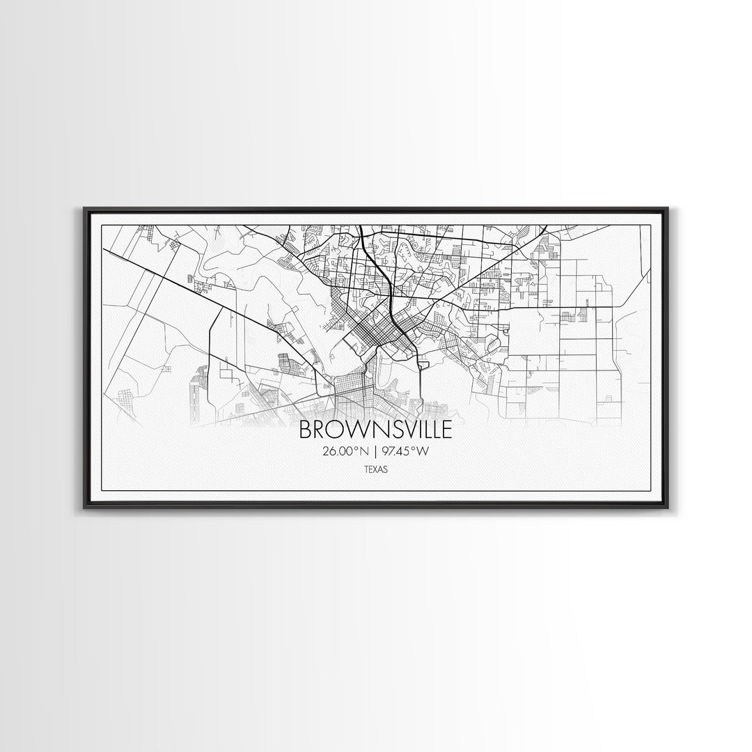 Brownsville Street Map, Texas Map, Map Print, Modern Art, Wall Art, Canvas Art, Realtor Closing Gift, Wall Décor Over The Bed, Couples Gift