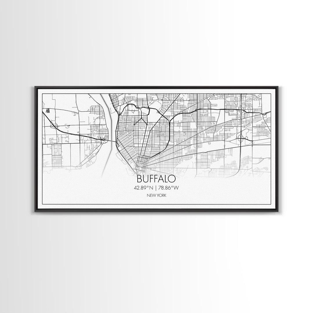 Buffalo Street Map, New York Map, Map Print, Modern Art, Wall Art, Canvas Art, Gift For Newlyweds, Gift For Parents, Apartment Décor