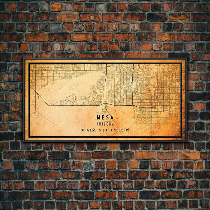 Mesa Arizona United States map print poster or Framed canvas | Arizona United States road map print poster canvas, distressed map art