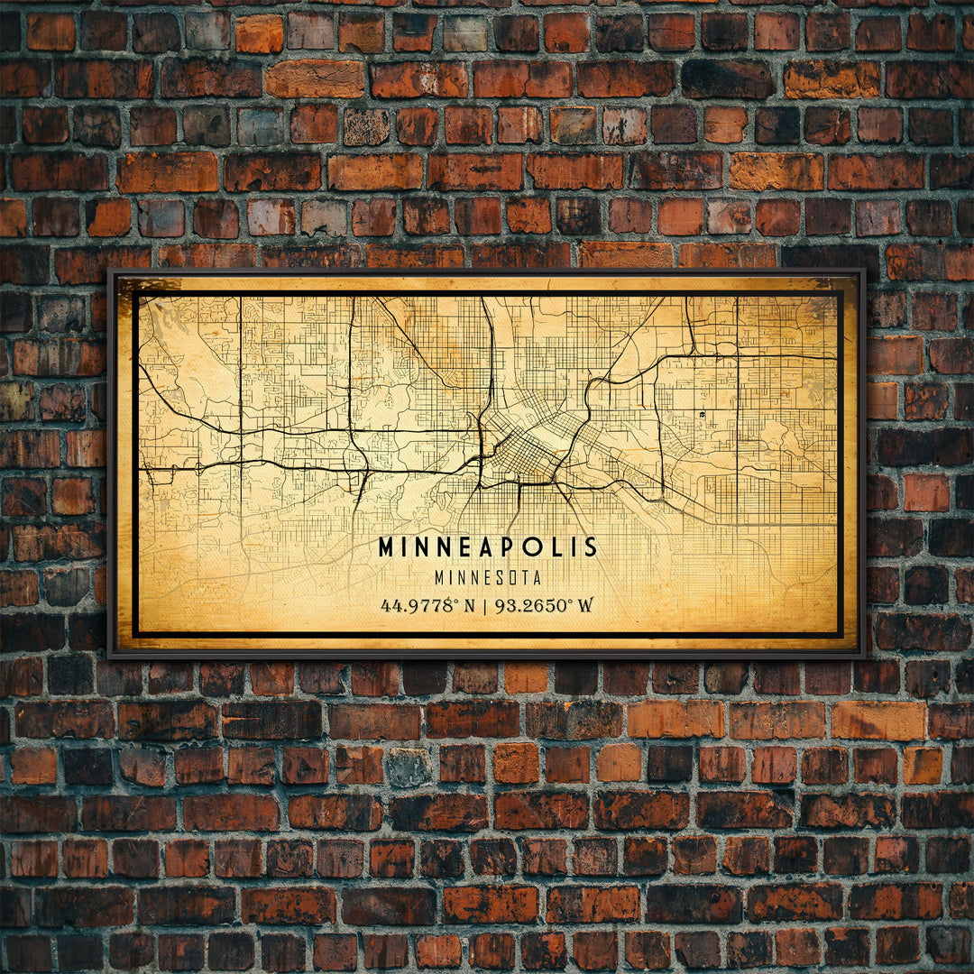 Minneapolis map print poster or framed canvas, Minnesota map print poster canvas, Minneapolis road map print poster canvas