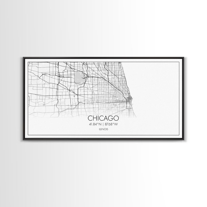 Chicago Street Map, Illinois Map, Map Print, Modern Art, Wall Art, Canvas Art, Apartment Décor, Housewarming Gift, Dorm Wall Art, Office Art