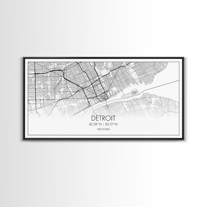 Detroit Street Map, Michigan Map, Map Print, Minimalist Art, Wall Art, Canvas Art, Office, Apartment Décor, Poker Room Décor, Fun Wall Art