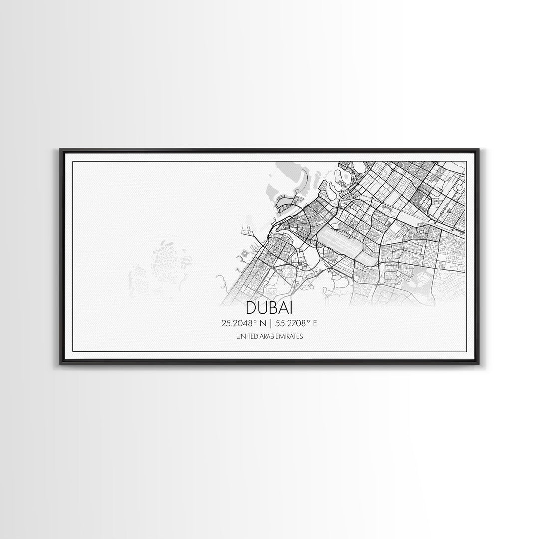 Dubai Street Map, United Arab Emirates Map, Map Print, Minimalist Art, Wall Art, Canvas Art, Cabin Wall Art, Gift For Traveler, Room Décor