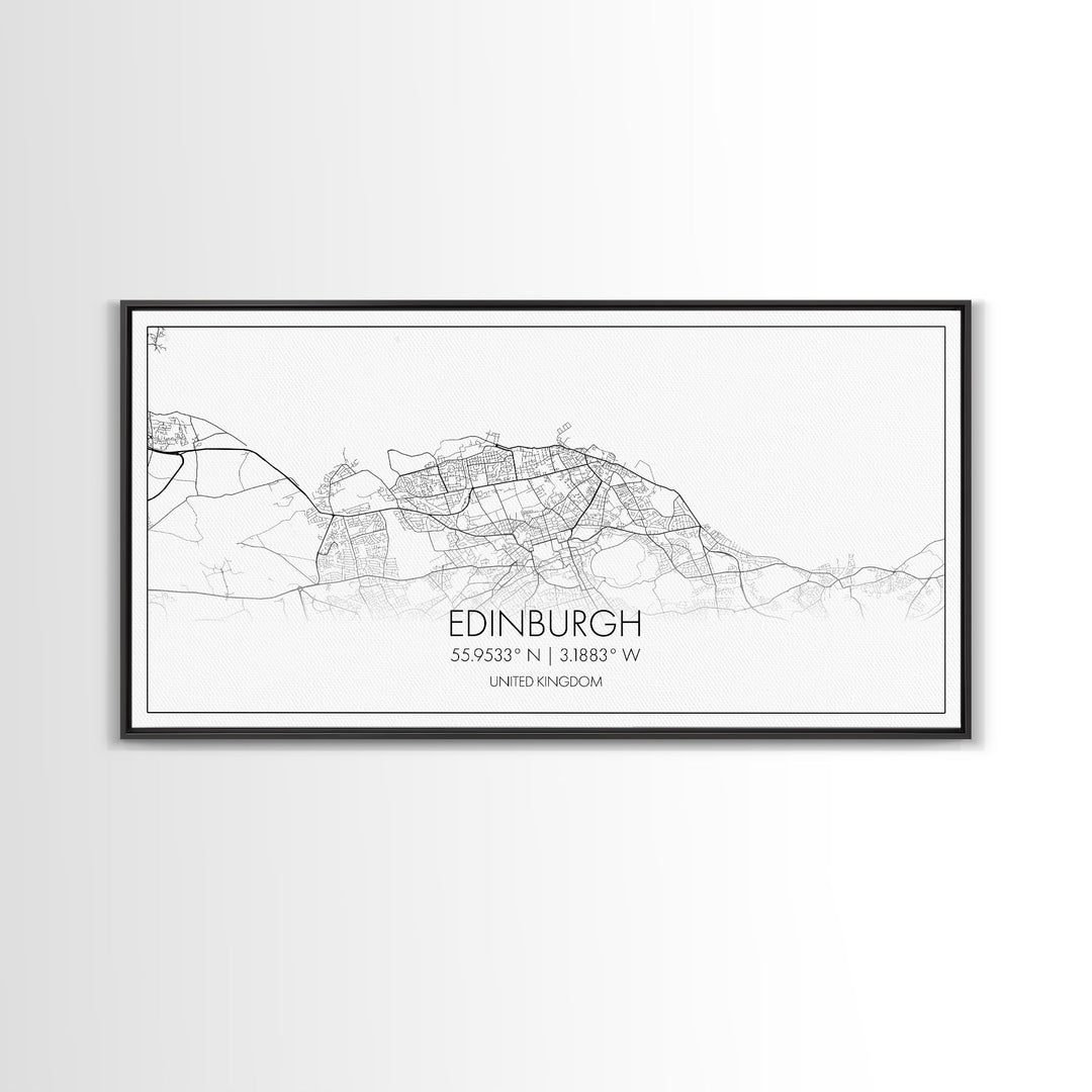 Edinburgh Street Map, Scotland Map, Map Art, Minimalist Art, Wall Art, Canvas Art, Travel Wall Art, Husband Gift, Office Décor For Men