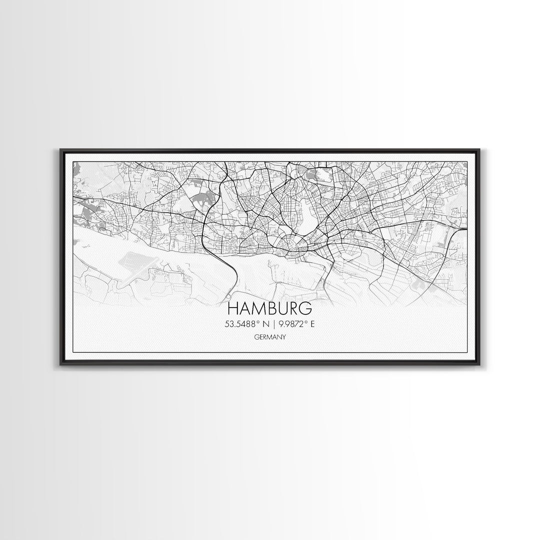 Hamburg City Map, Germany Map, Map Art, Minimalist Art, Wall Art, Canvas Art, Europe Wall Art, Gifts For Dad, Office Wall Art, Unique Art