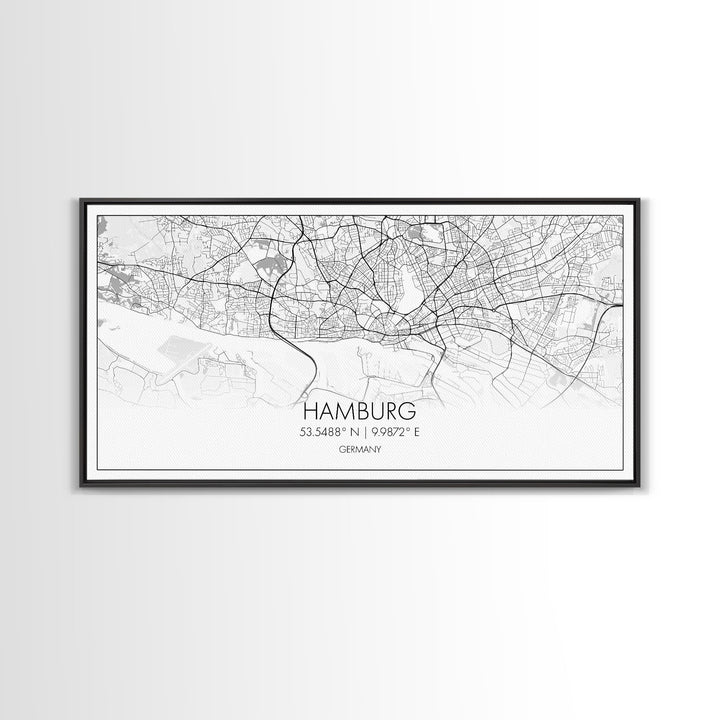 Hamburg City Map, Germany Map, Map Art, Minimalist Art, Wall Art, Canvas Art, Europe Wall Art, Gifts For Dad, Office Wall Art, Unique Art