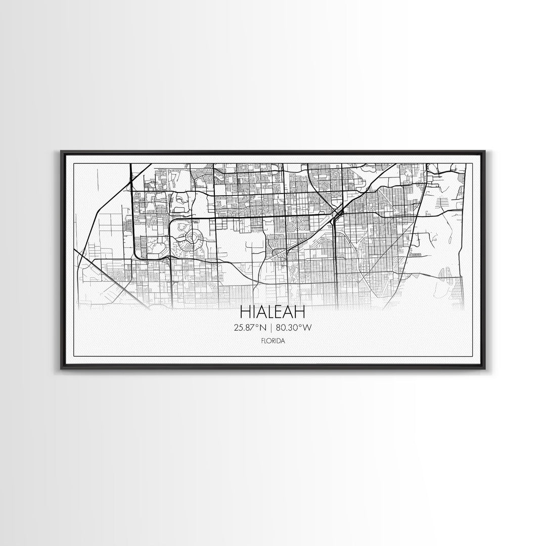 Hialeah City Map, Florida Map, Map Art, Minimalist Art, Wall Art, Canvas Art, Dorm Room Wall Art, Bedroom Wall Art, Neighbor Gift, Room Art