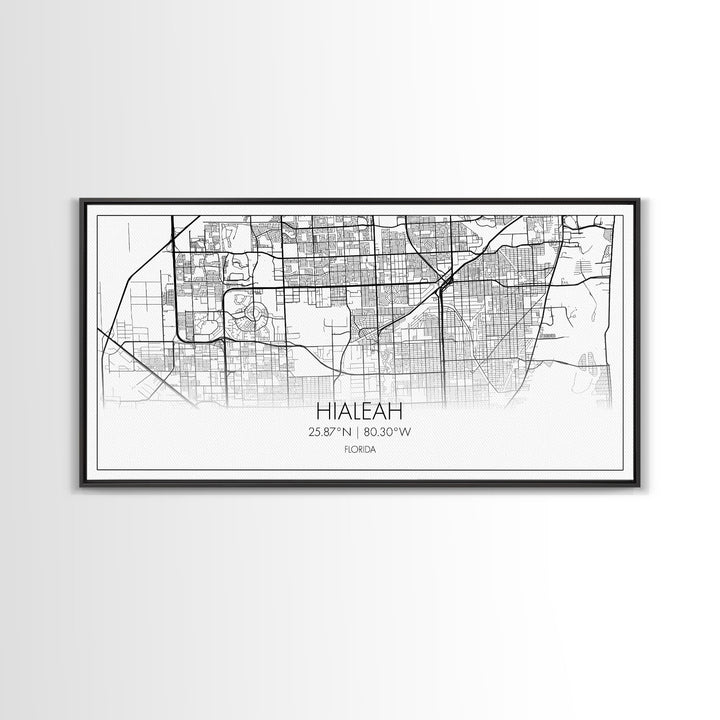 Hialeah City Map, Florida Map, Map Art, Minimalist Art, Wall Art, Canvas Art, Dorm Room Wall Art, Bedroom Wall Art, Neighbor Gift, Room Art