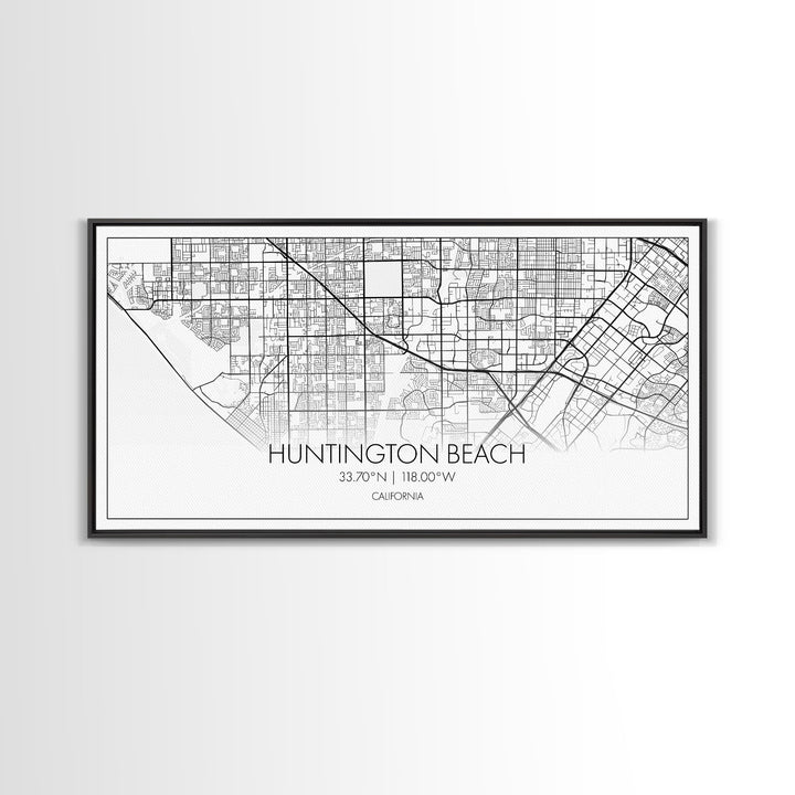 Huntington Beach City Map, California Map, Map Art, Modern Art, Wall Art, Canvas Art, Coastal Wall Art, Ocean Wall Art, Travel Gifts For Men