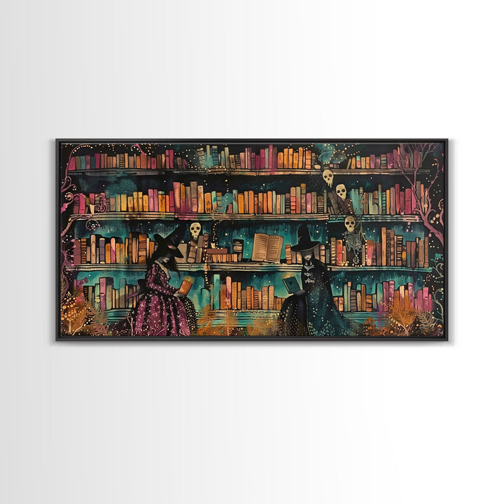 The Witch's Library Framed Canvas Print - Spooky Season Wall Art - Spooky Season - Spooky Decor - Halloween Wall Art