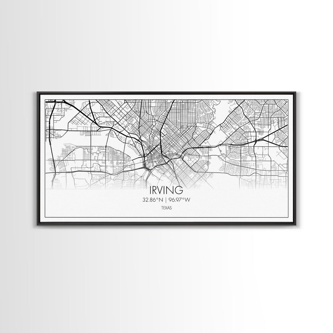 Irving City Map, Texas Map, Map Art, Modern Art, Wall Art, Canvas Art, Texas Wall Art, Hanging Wall Décor, Travel Lover Gift, Apartment Art