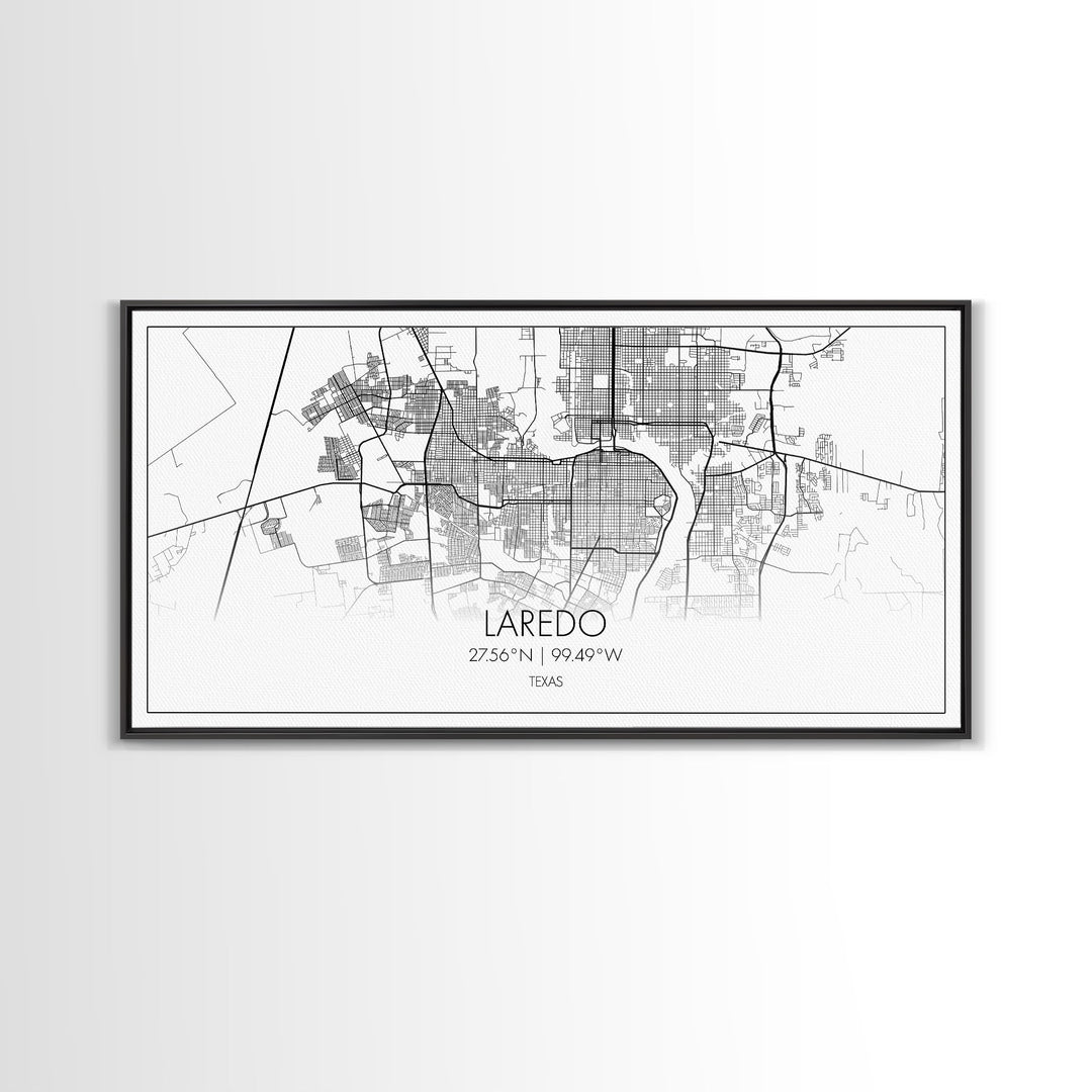 Laredo City Map, Texas Map, Map Art, Modern Art, Wall Art, Canvas Art, Texas Wall Art, Wedding Gift, Bedroom Wall Décor, Dorm Wall Art