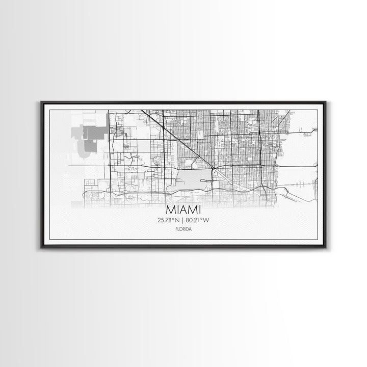 Miami City Map, Florida Map, Map Art, Minimalist Wall Art, Wall Art, Canvas Art, Miami Wall Art, F1 Wall Art, Gift For Couple, Boys Room Art