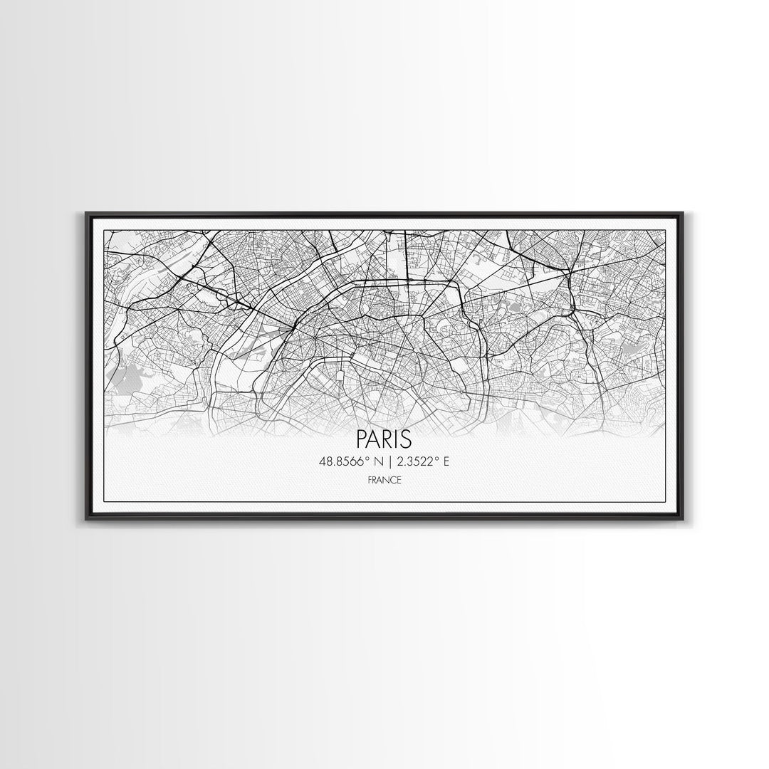 Paris City Map, France Art, Map Print, Minimalist Wall Art, Wall Art, Canvas Art, European Art, Dorm Room Wall Art, Gift For Traveler