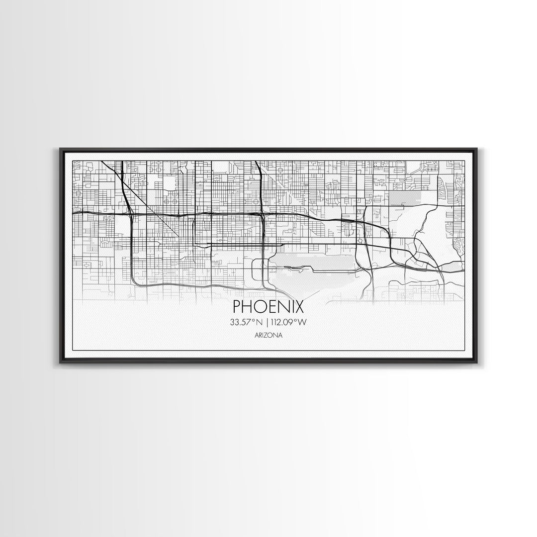 Phoenix City Map, Arizona Art, Map Print, Minimalist Wall Art, Wall Art, Canvas Art, Client Gift, Teen Girl Room Décor, Panoramic Wall Art