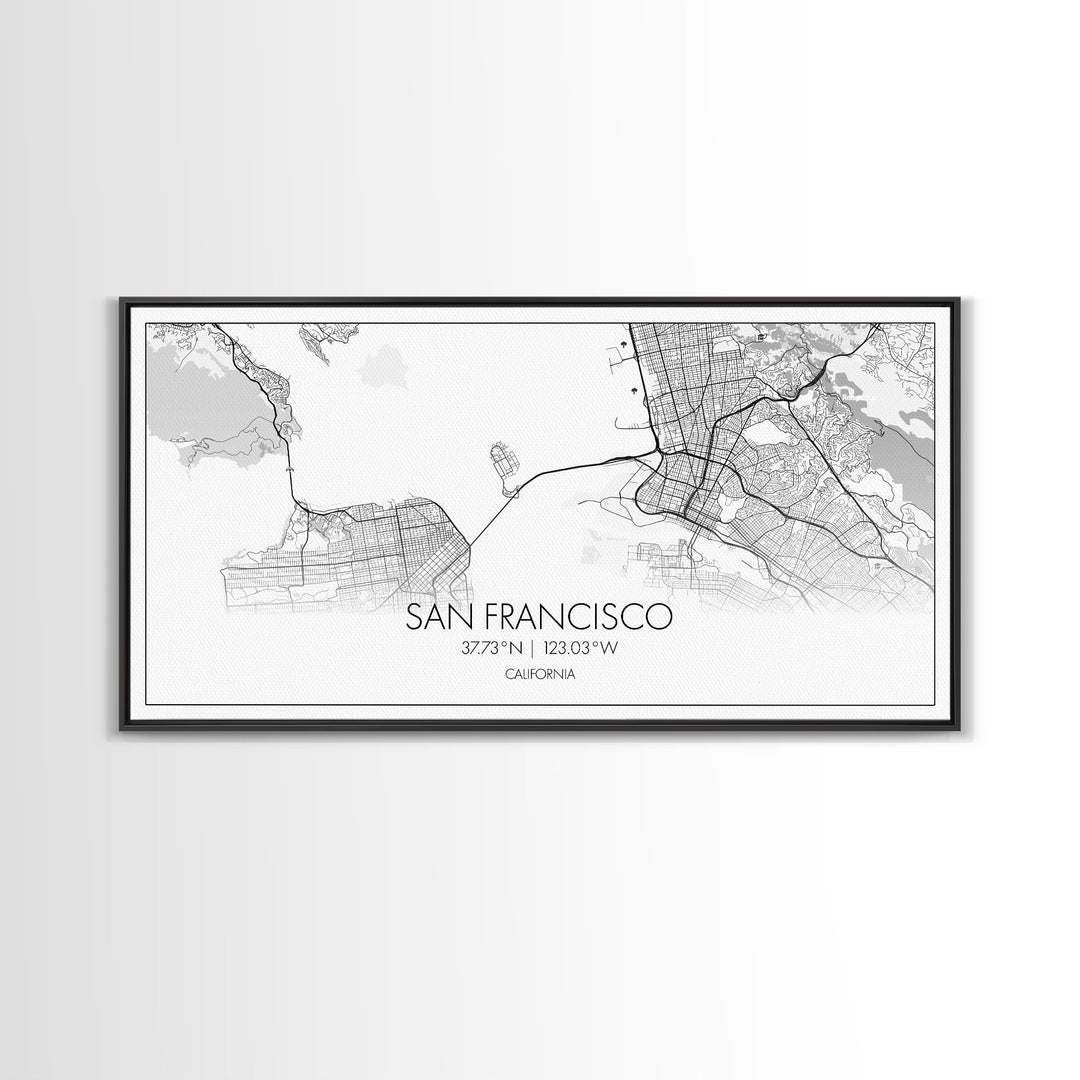 San Francisco City Map, California Art, Map Print, Modern Wall Art, Wall Art, Canvas Art, Bookshelf Décor, Dining Room Prints, City Wall Art