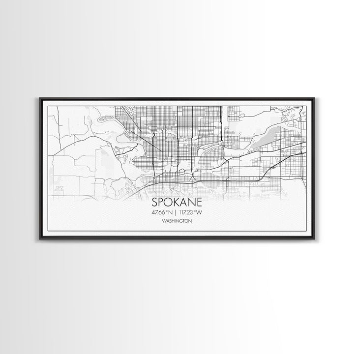 Spokane City Map, Washington Art, Map Print, Modern Wall Art, Wall Art, Canvas Art, Family Room Wall Art, Landscape Art Print, Military Gift