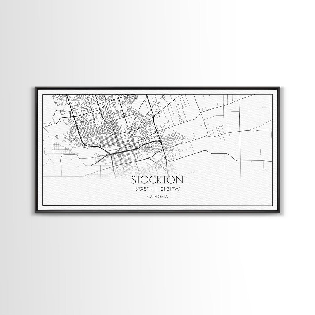 Stockton City Map, California Art, Map Print, Modern Wall Art, Wall Art, Canvas Art, Horizontal Wall Art, Appreciation Gift, Travel Print