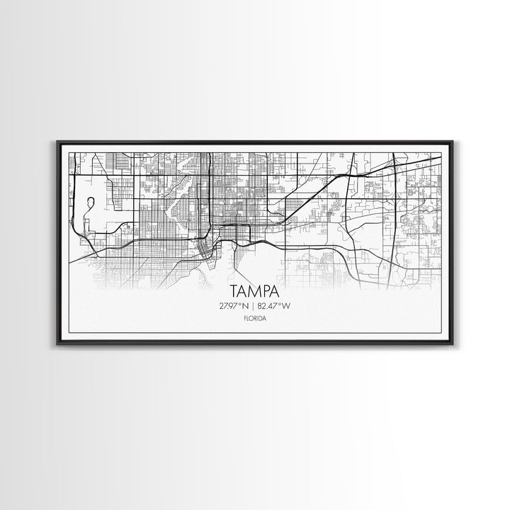 Tampa City Map, Florida Art, Map Print, Modern Wall Art, Wall Art, Canvas Art, New Home Gift Ideas, Tiny House Décor, Family Room Wall Art