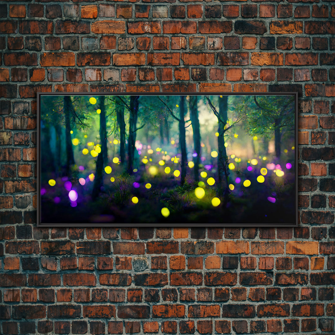 Magical forest with fairies canvas print, fantasy art, cool wall art, dorm art, ready to hang wall art