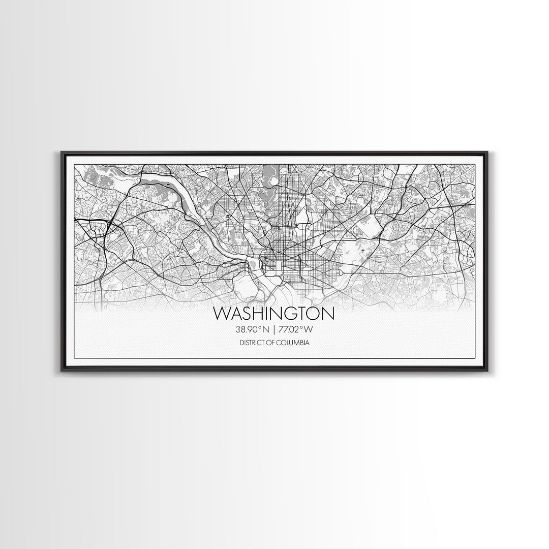 Washington City Map, District Of Columbia Art, Map Print, Modern Wall Art, Wall Art, Canvas Art, Home Décor Prints, Indie Room Décor