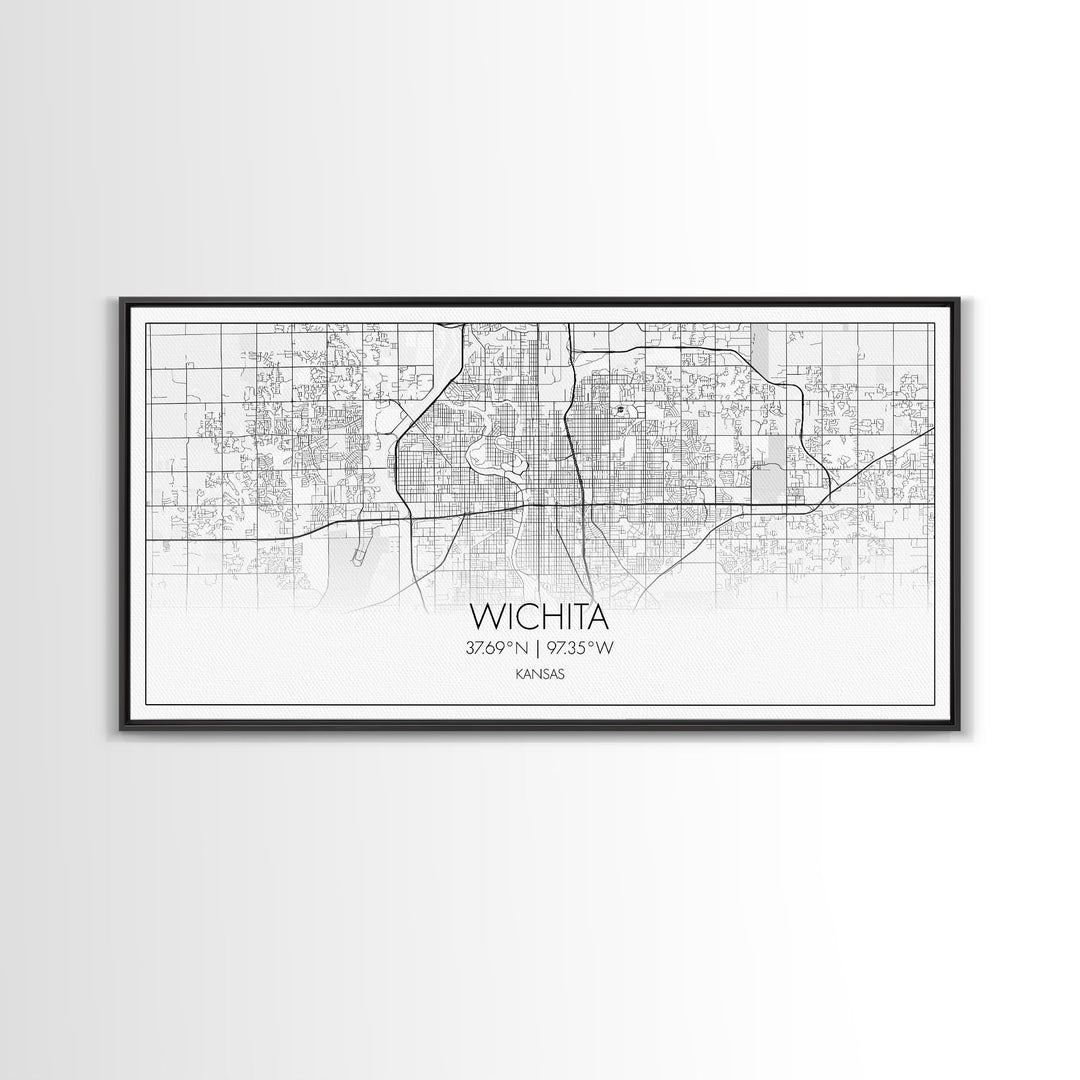 Wichita City Map, Kansas Art, Map Print, Modern Wall Art, Wall Art, Canvas Art, Best Friend Gifts, College Dorm Décor, Modern House Art