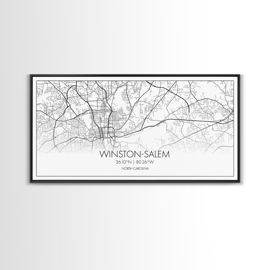 Winston Salem City Map, North Carolina Art, Map Print, Modern Wall Art, Wall Art, Canvas Art, Modern Office Art, Room Décor For Teens