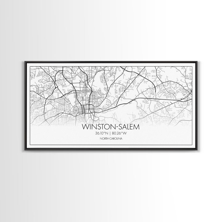 Winston Salem City Map, North Carolina Art, Map Print, Modern Wall Art, Wall Art, Canvas Art, Modern Office Art, Room Décor For Teens