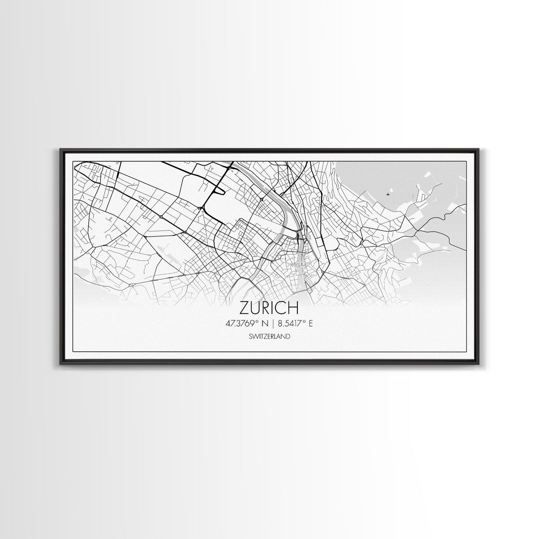 Zurich City Map, Switzerland Art, Map Print, Modern Wall Art, Wall Art, Canvas Art, Home Office Art, Newlywed Gift, Landscape Art Print