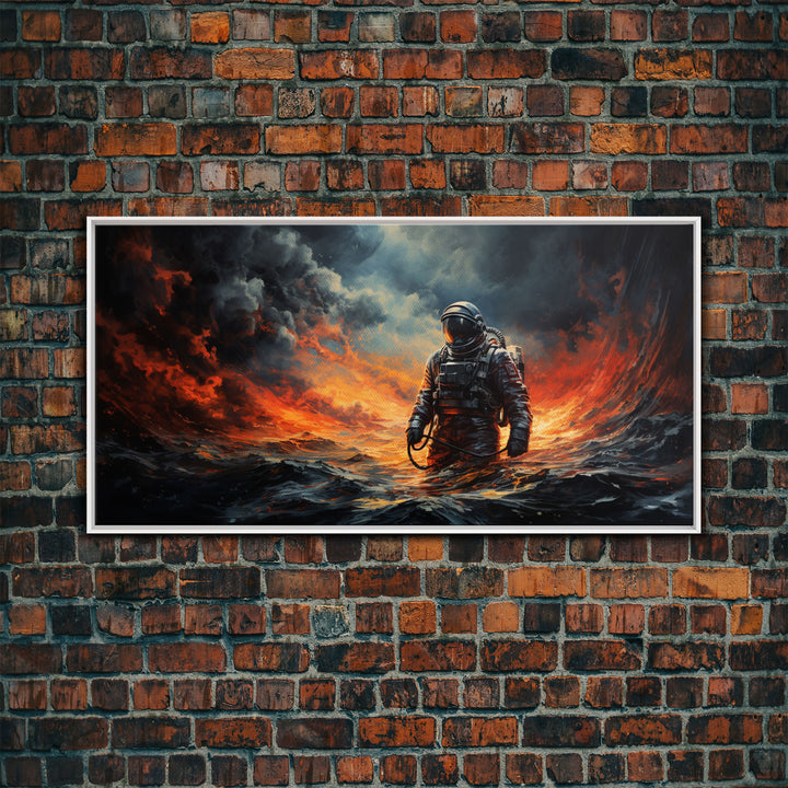 Framed Canvas Print - Marooned - Astronaut Stranded on an Alien Planet, Scifi Wall Art, Science Fiction, Dystopian Space Travel Art