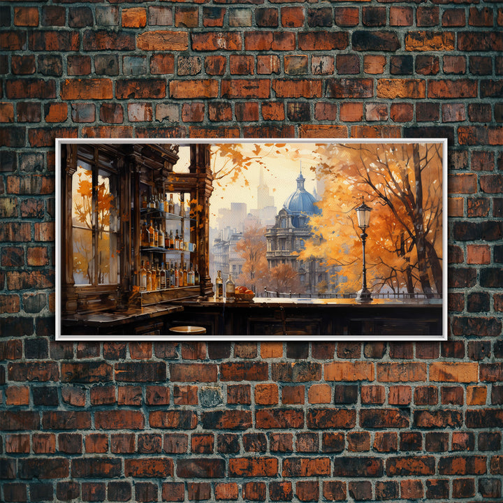 Tavern Art, Bar Wall Decor, Fall Wall Print, Canvas Print, Wall Hanging, Panoramic Art, Bar Cart Art, Kitchen Wall Decor, Bedroom Prints