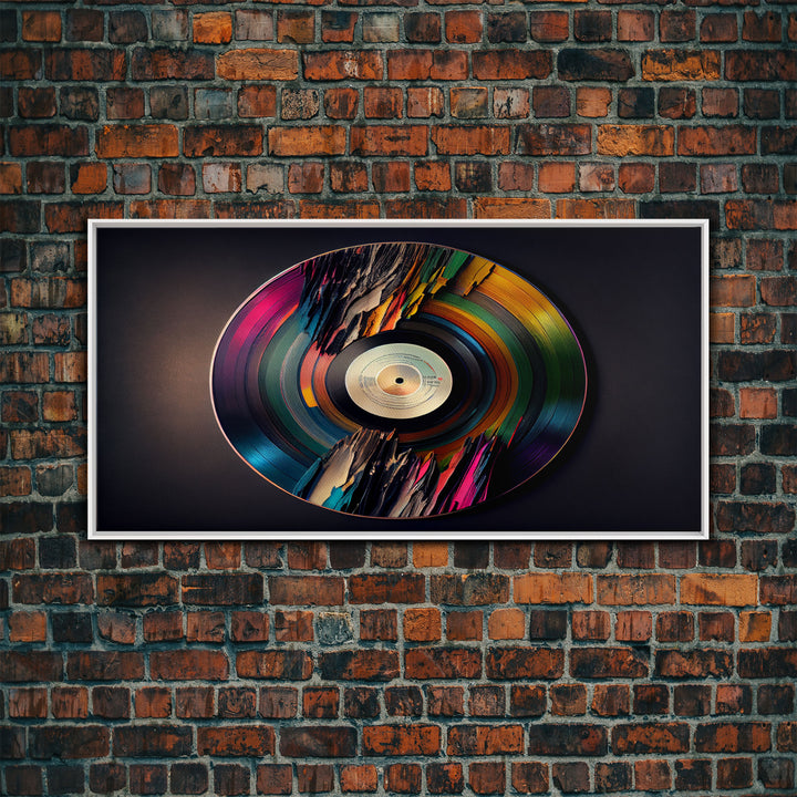 Synthwave vinyl record art, canvas print, framed wall art, interior design, musical wall art, music room decor