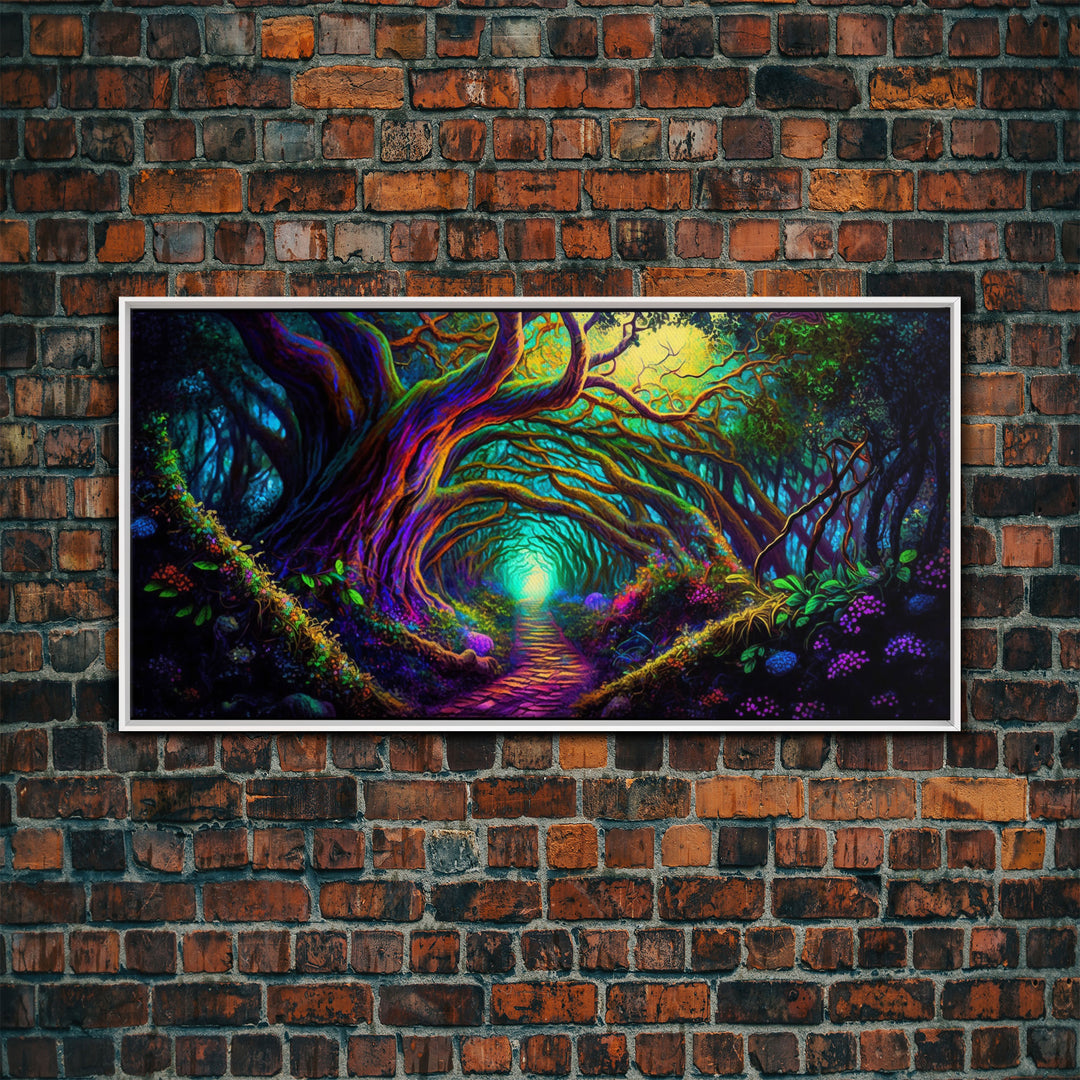 Fantasy wall art, canvas print, magical forest, fantasy landscape art, ready to hang wall art, magical glowing forest fantasy art