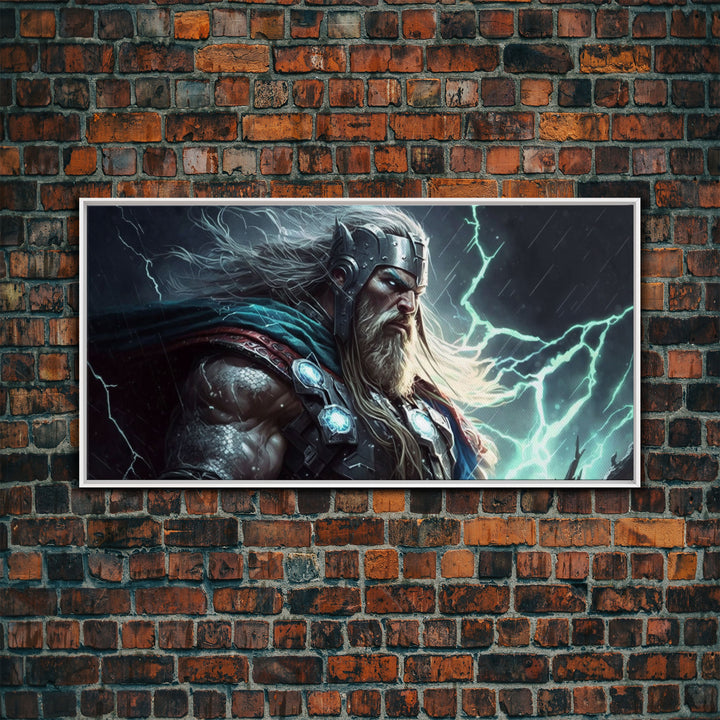 Thor God of Thunder, Framed Canvas Print, Norse Mythology Art,  Fantasy Art