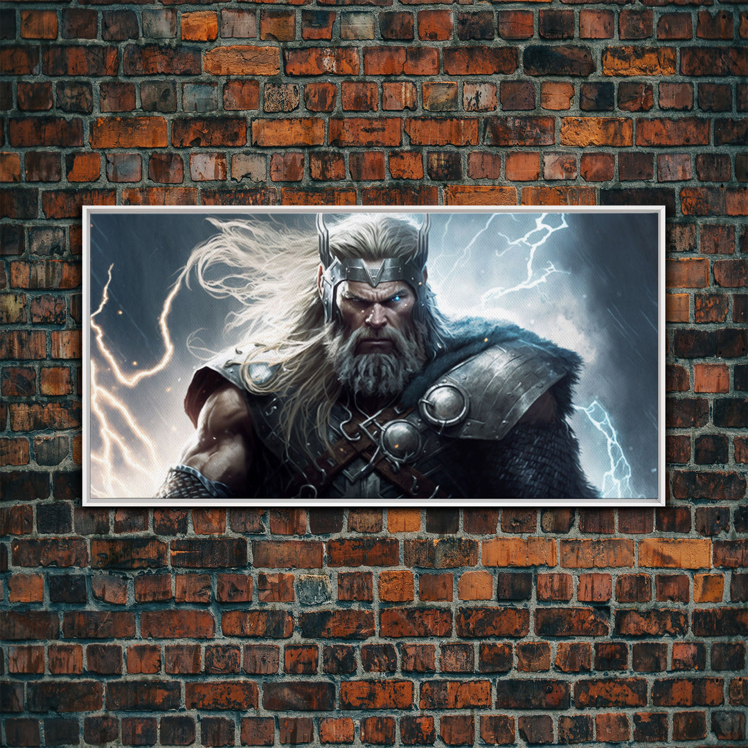 Thor Art, God of Thunder, Framed Canvas Print, Norse Mythology Art,  Fantasy Art