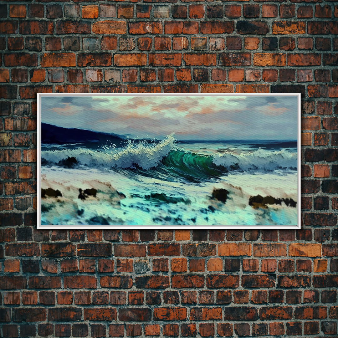 Wave, Ocean Wall Art, Impressionist Oil Painting On Canvas, Ready To Hang Large Landscape Canvas Wall Art Print With Or Without Wood Frame