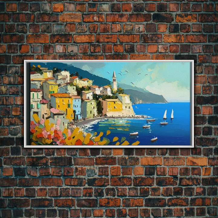 Positano Canvas Print Art, Framed Art, Amalfi Coast, Seascape Painting, Impressionist Art, Living Room Decor, Large Wall Art, Gift Ideas