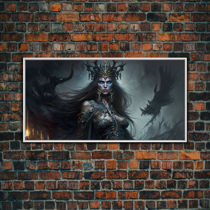 Hel, Goddess of Death, Framed Canvas Print, Norse Mythology Fantasy Art, Framed Canvas Print