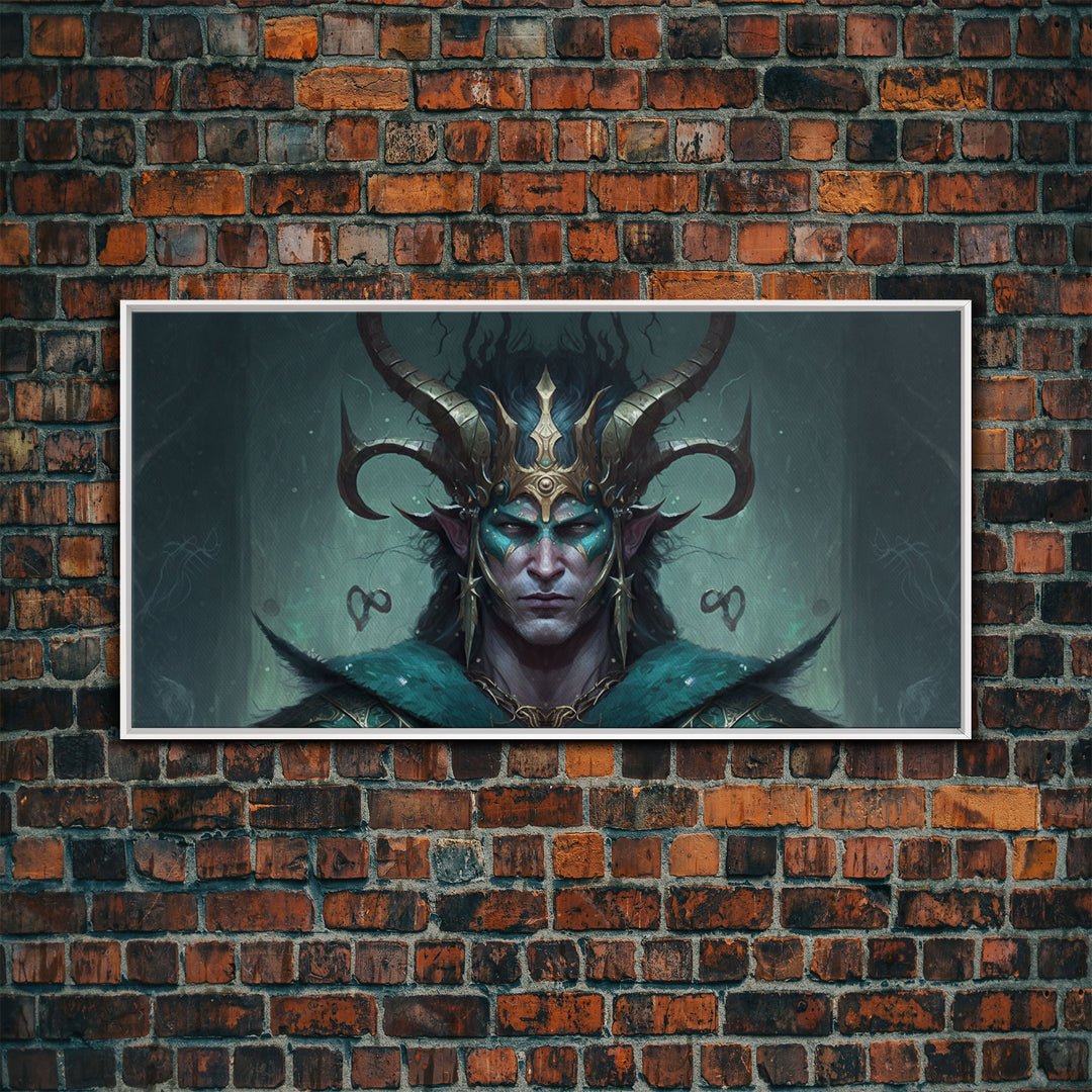 Aesthetic Loki the Trickster God, Norse Mythology, Framed Canvas Print, Extra Large Art, Fantasy Decor, Pastel Aesthetic Art