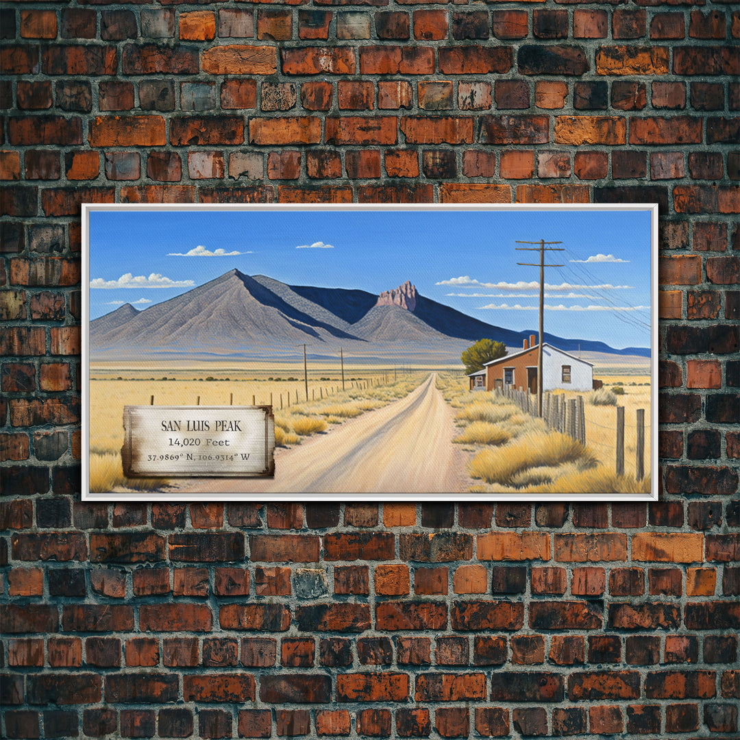 San Luis Peak, Colorado Art, Travel Poster Wall Art, Framed Canvas Print, American Mountains, Mountain Landscape Painting, Colorado Mountain